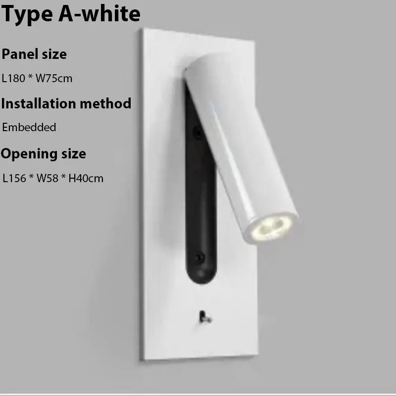 LED Wall Sconce Adjustable Reading Light for Hotel Bedroom, USB Charging