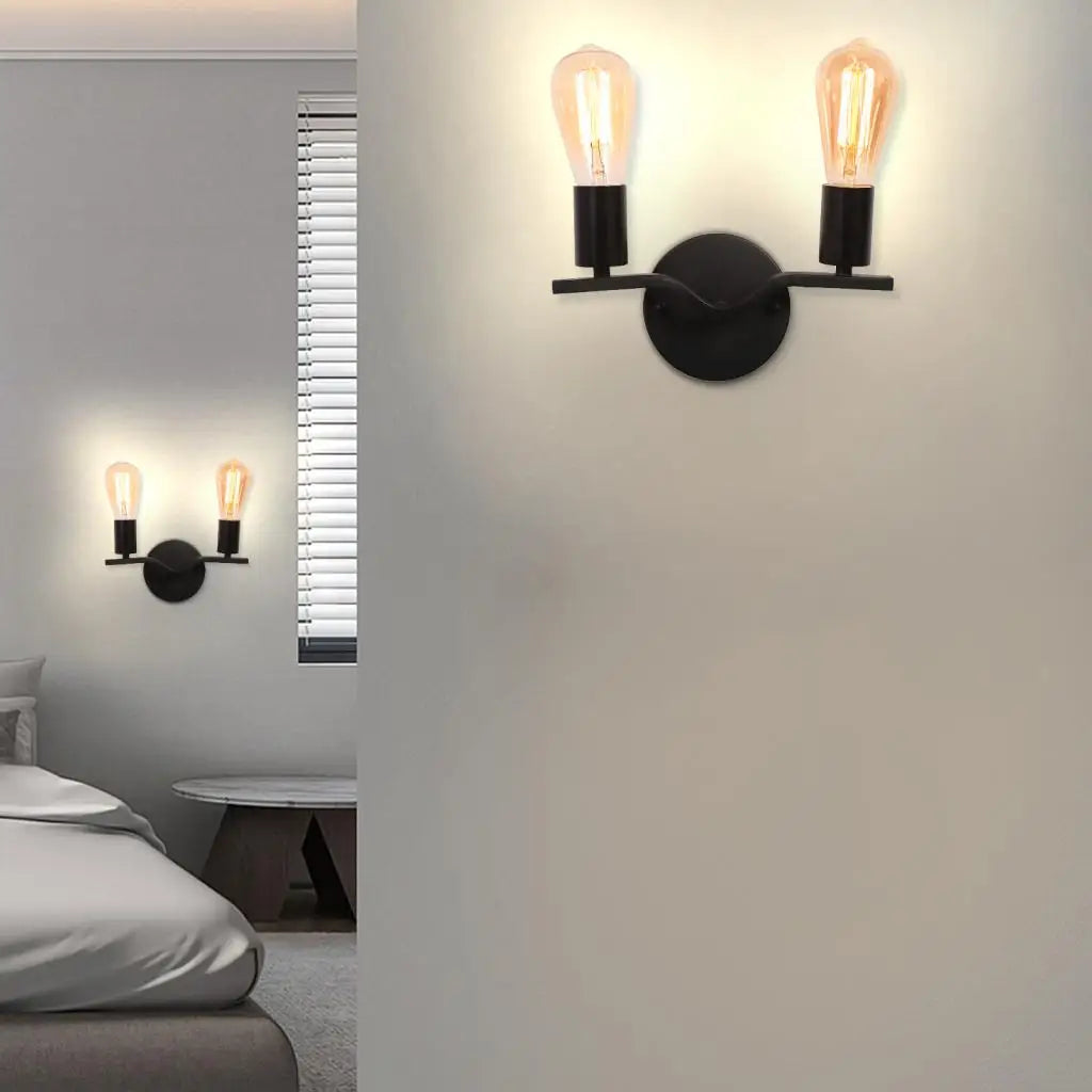 Loft Iron Wood Wall Sconce Vintage Indoor Lighting Fixture