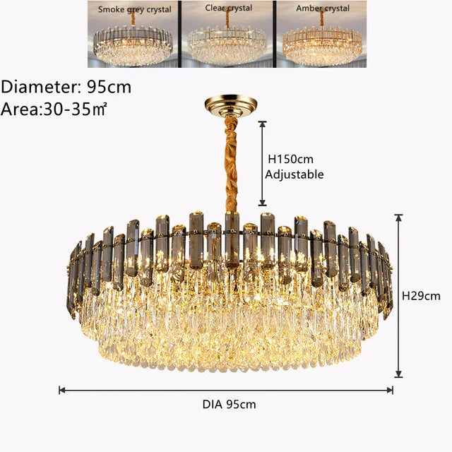 K9 Crystal Modern Ceiling Chandelier for Living Room Lighting Fixture