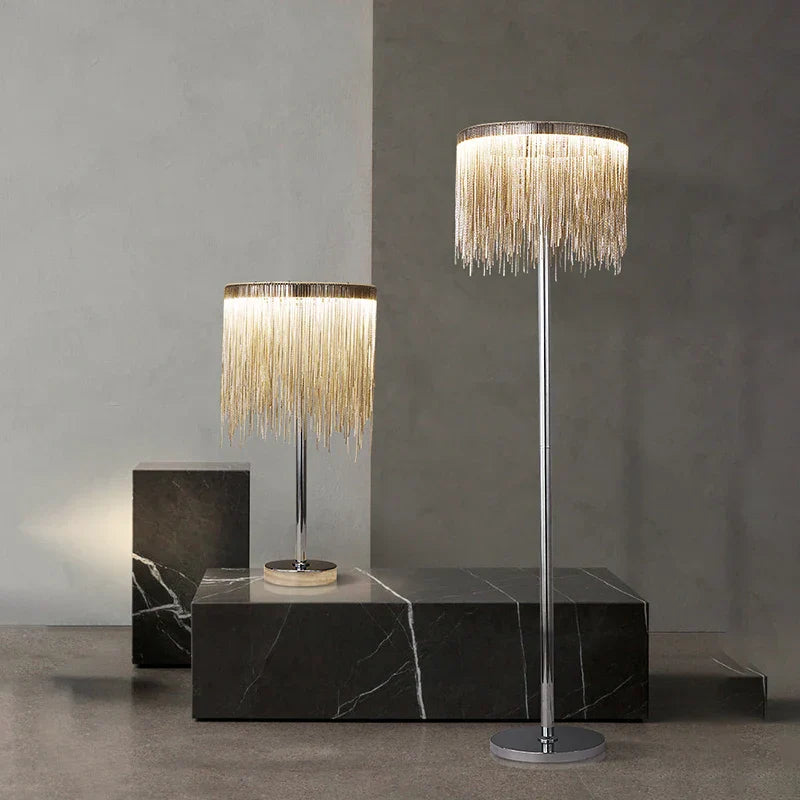 Nordic Tassel Aluminum Chain Floor Lamp - Modern Luxury LED Home Decor