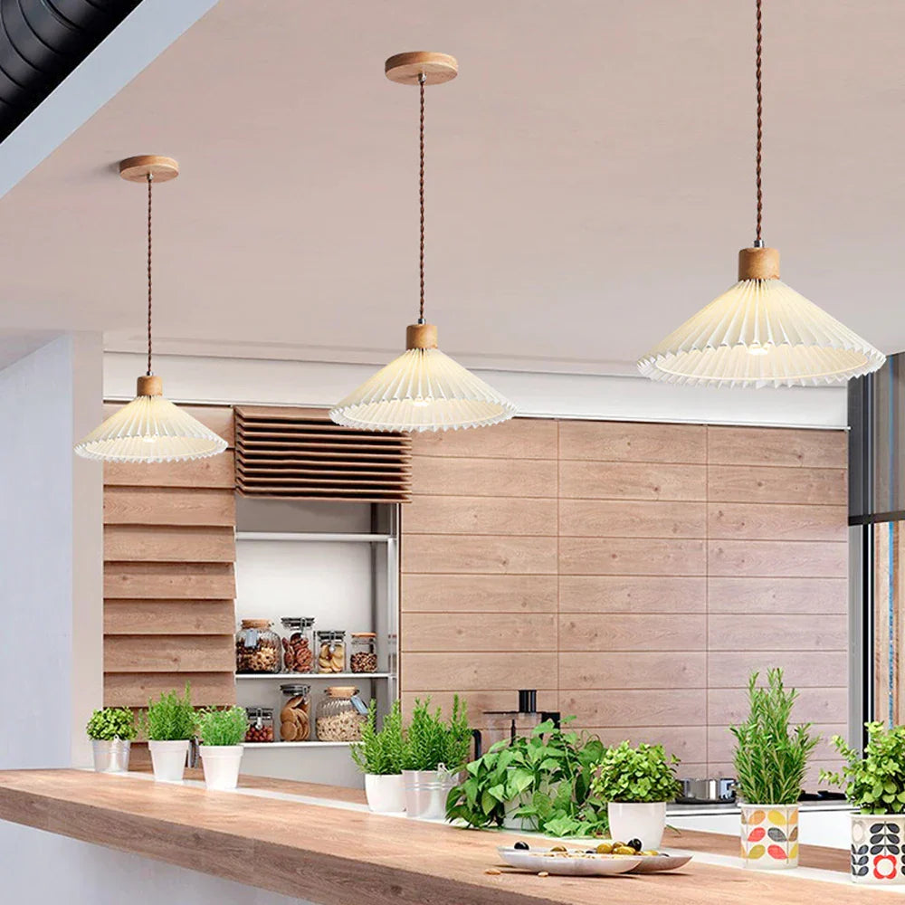 Pleated Pendant Lights: Nordic E27 Base Chandelier for Dining Room, Kitchen Island Lighting