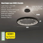 Crystal LED Chandelier Circle Hanging Lamp - Modern Luxury Dimmable Lighting