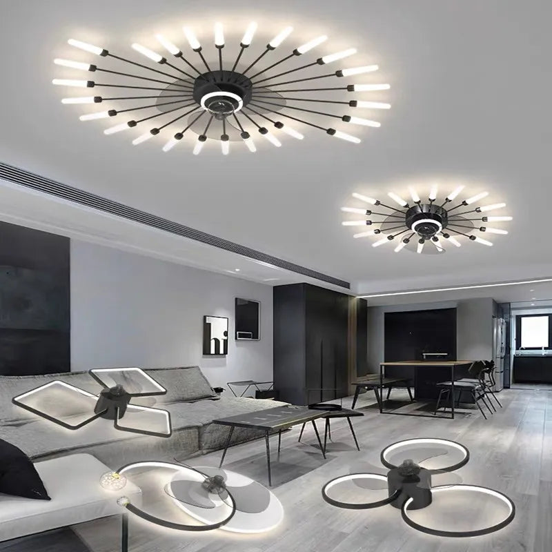 2023 Modern Chandelier Ceiling Fan Lights for Living Room Bedroom Upscale Decor