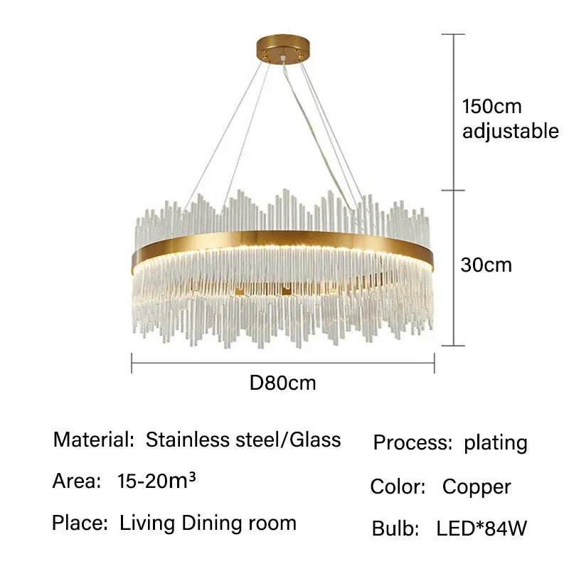 Modern Glass Rod LED Pendant Chandelier for Home Indoor Lighting