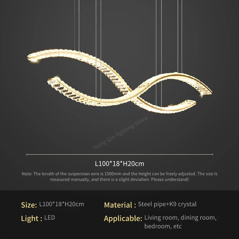 Crystal Chandelier Pendant Lamp Hanging Light for Living Room