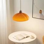Mid-Century Orange Pumpkin Chandelier Glass Hanging Light