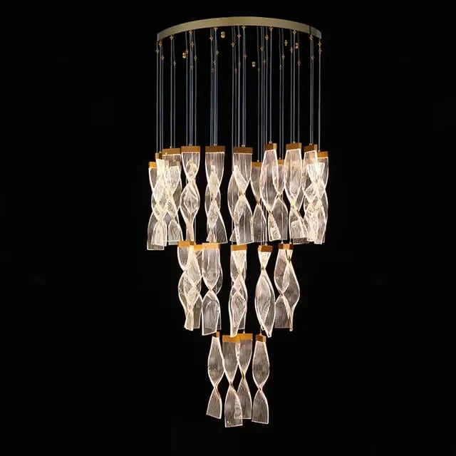 Luxury Acrylic LED Chandelier: Modern Staircase Hallway Villa Pendant Light