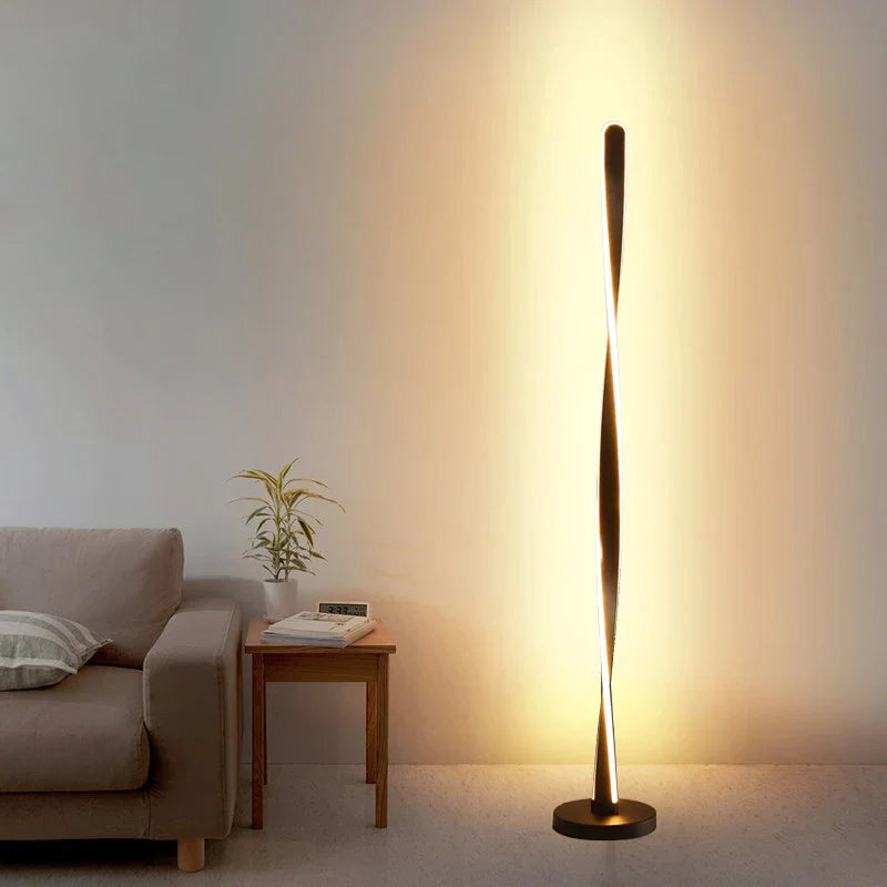 Art Deco Spiral Shade Floor Lamp - Modern Minimalist Stand Light