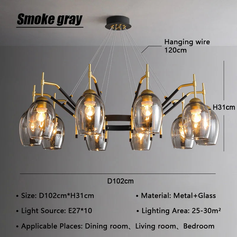 Vintage LED Farmhouse Chandelier Nordic Pendant Lamp for Living Room Hall Bedroom