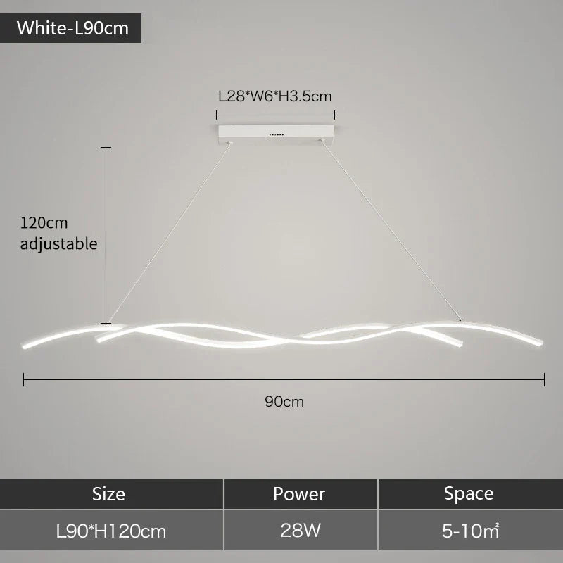 Wave LED Pendant Lights: Modern Chandeliers for Dining Room, Bar, and Home Decor