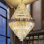 Luxury Duplex Living Room Chandelier – Crystal Rotating Staircase Light