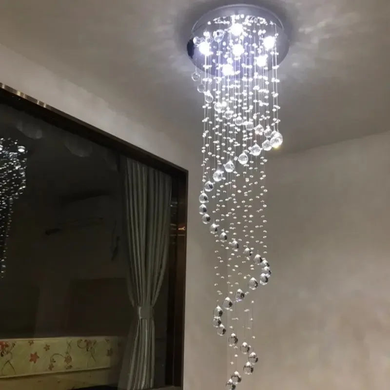 Modern K9 LED Crystal Chandelier for Living Room Staircase Bedroom Hotel Hall