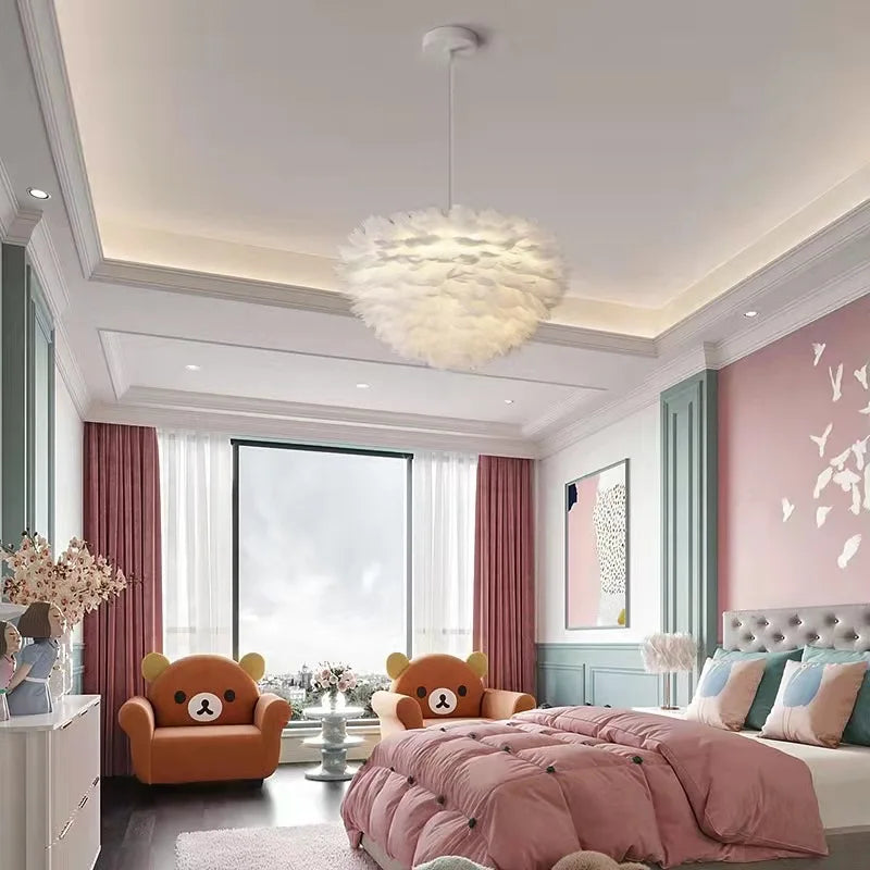 Nordic Feather Pendant Light LED Lamp for Living Room, Bedroom, Dining, Children's