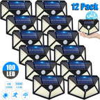 100LED Solar Powered Outdoor Wall Lamp with PIR Motion Sensor