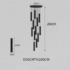 Black LED Crystal Staircase Chandelier: Modern Nordic Design, Creative Island Hanging Lamp