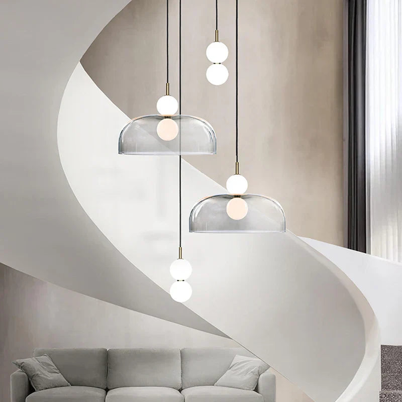 Glass Ball Pendant Light: Modern Decor for Duplex Stairwells, Living Room, Bedroom