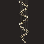 Luxury Crystal LED Chandelier Staircase Ceiling Lamp - Gold Modern Round Hanging Light