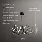 Creative Twisted LED Chandelier for Living Room Bedroom Lighting