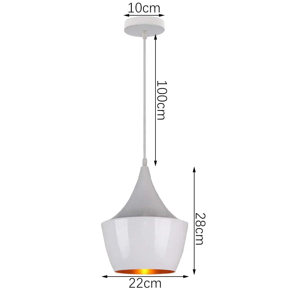 White Industrial LED E27 Pendant Light for Modern Home Kitchen Decor