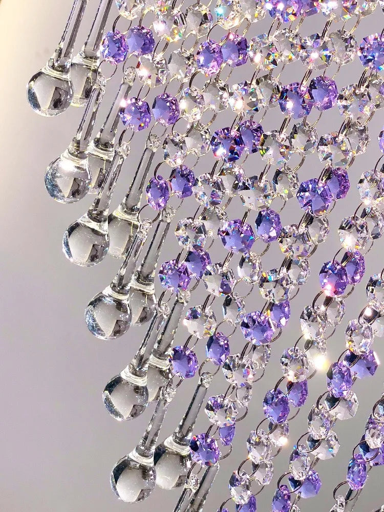 Purple Crystal Chandeliers: Minimalist Restaurant Bedroom Pendant Lamp