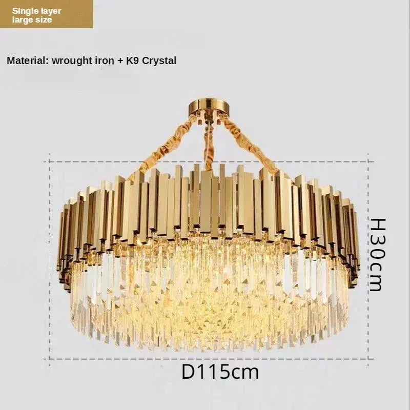 Crystal Ceiling Chandelier: Luxury Round LED Light for Living Room, Artistic Home Decor
