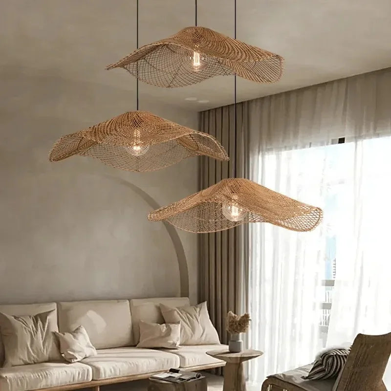 Wicker Chandelier: Japanese Style Hanging Lamp for Restaurants, Hotels, and Homes