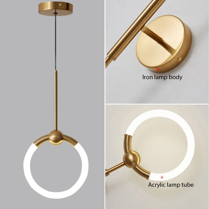 LED Circle Pendant Lights in Gold/Black for Home Decor Lighting