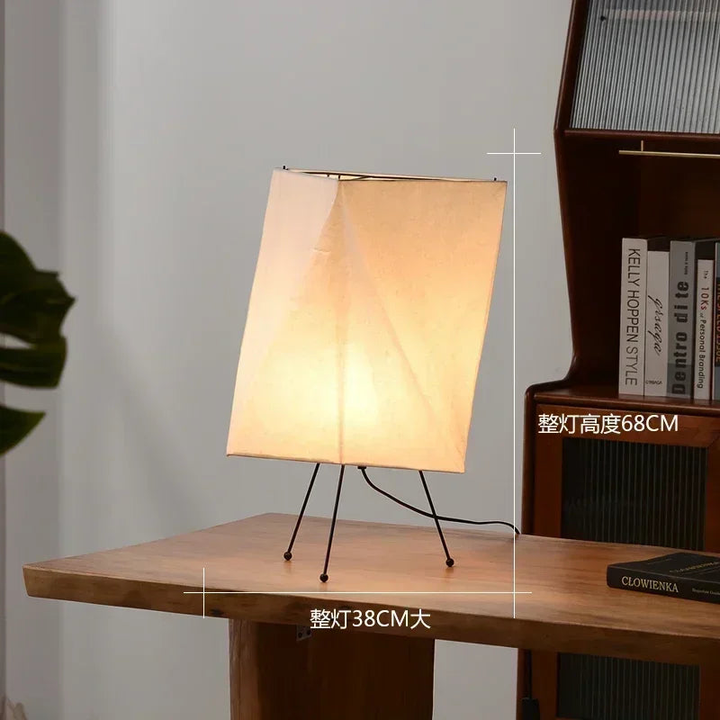 Rice Paper Floor Lamp Tripod Stand Ambient Light Living Room Decor