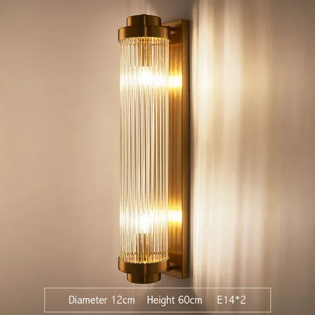Gold Crystal Wall Lights: Elegant LED Sconce for Bedroom, Living Room & Bathroom