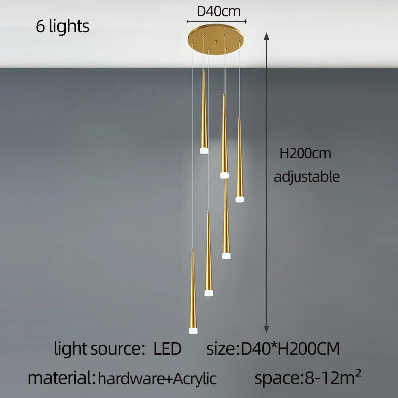 Modern LED Tapered Chandelier for Living Room, Kitchen, and Hall