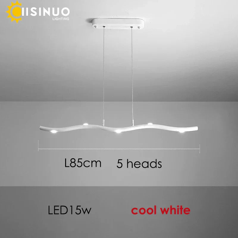LED Wave Pendant Light for Office Dining Living Room Decor