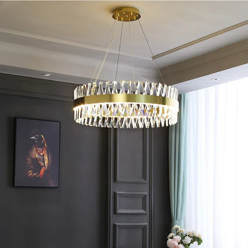 Modern Gold Crystal Ceiling Chandelier for Luxury Living Spaces