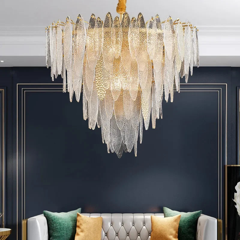 Gold Metal Chain LED Pendant Lights for Modern Luxury Living Room
