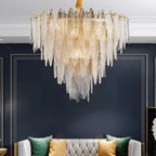 Gold Metal Chain LED Pendant Lights for Modern Luxury Living Room