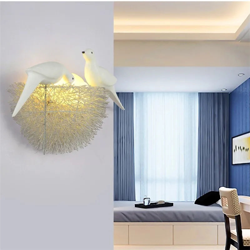 Bird Nest LED Wall Lamp for Children Bedroom, Study Room, Restaurant Decoration