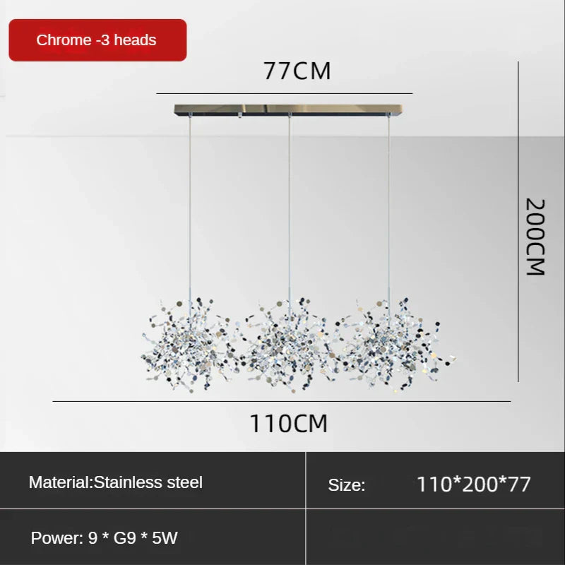 Leaf Sequin Ceiling Chandelier for Modern Living Room, Restaurant, Bar, and Shop Window