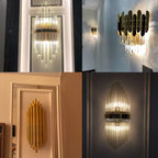 Golden Crystal Wall Lamp: Elegant LED Sconce for Bedroom, Living Room, Bathroom