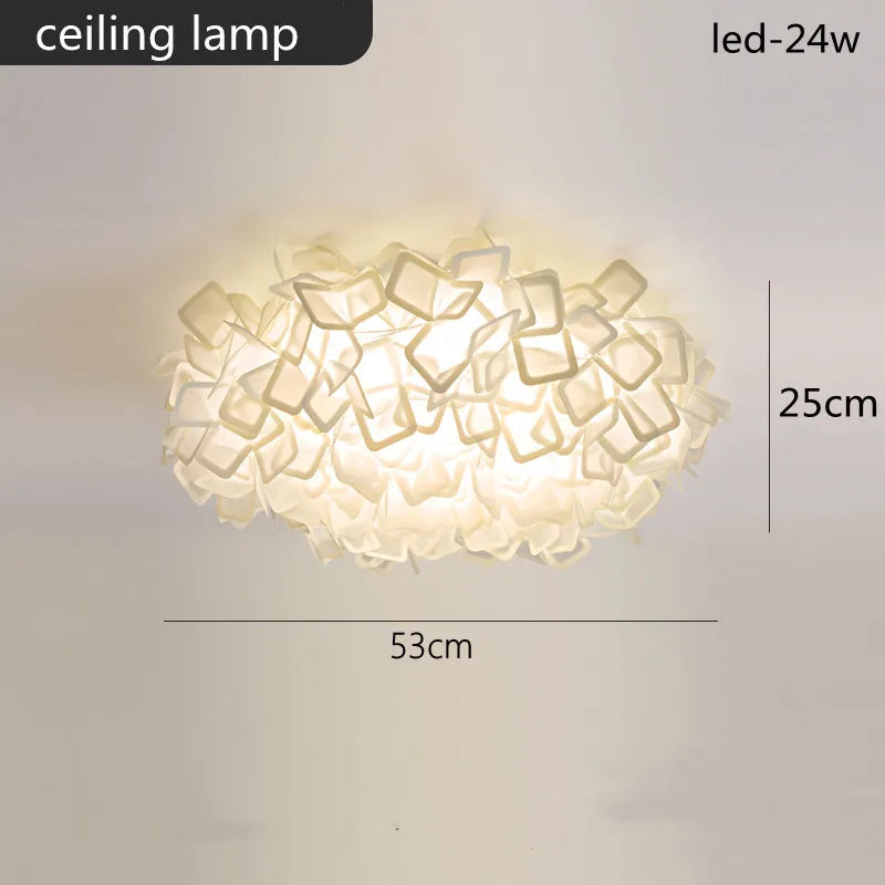 LED Petal Ceiling Chandelier for Living Room, Dimmable Round Bedroom Lamp