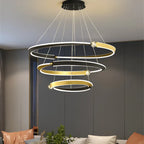 Black Gold LED Ceiling Chandelier Crystal Decorative Pendant Lamp for Dining Room Bedroom