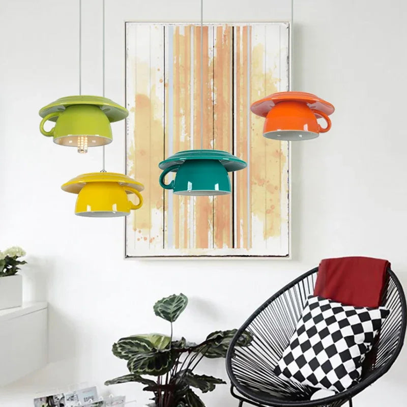 Ceramic Cup Pendant Lights Ceiling Chandeliers Modern Hanging Lamp
