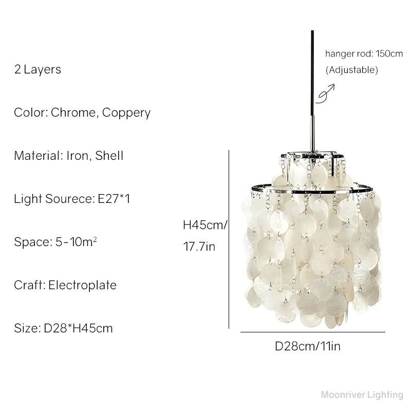 Aeolian Bells Shell Chandelier for Mediterranean Living Room, Shop, Bar, and Restaurant