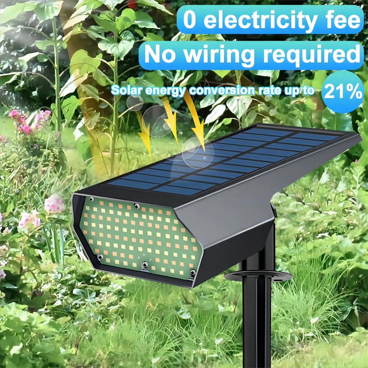 Solar Lawn Lights: Adjustable Brightness, 2 Lighting Colors, Garden Landscape Spotlights