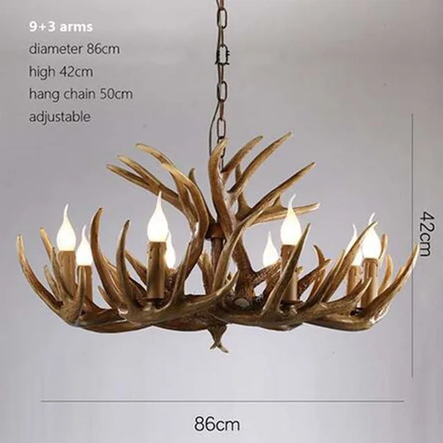 Antler Pendant Chandelier for Home Decor and Lighting, Industrial Style Deer Horn Fixture