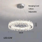 Crystal LED Ceiling Chandelier: Modern Dimmable Lighting Fixture for Stylish Home Decor