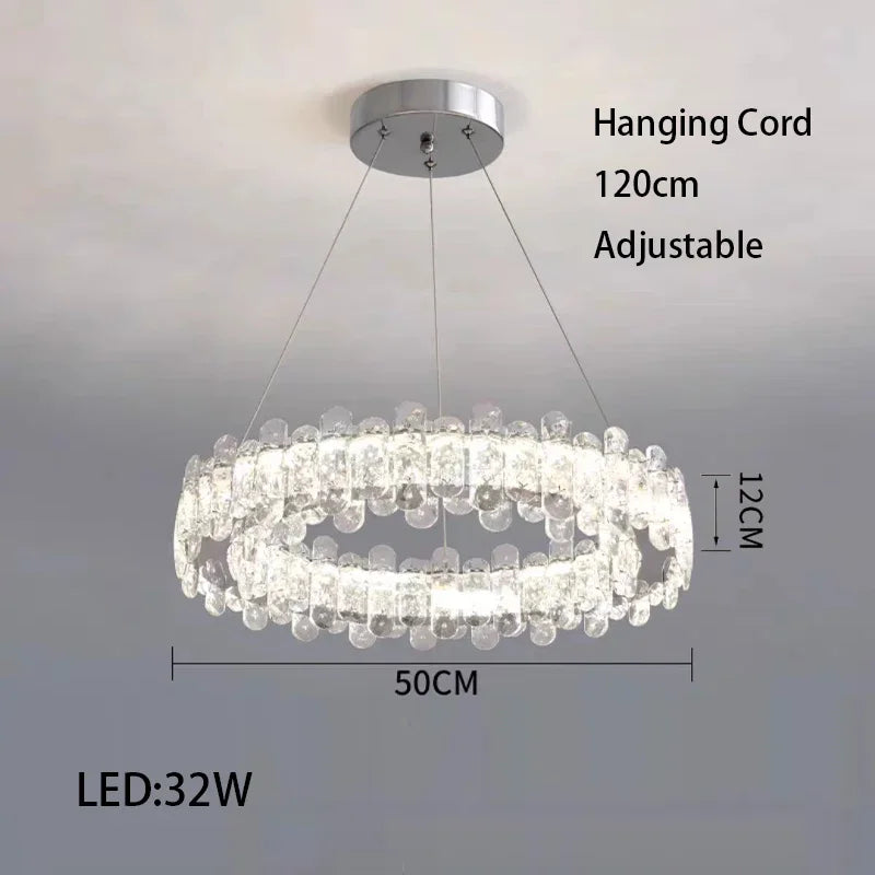Crystal LED Ceiling Chandelier: Modern Dimmable Lighting Fixture for Stylish Home Decor