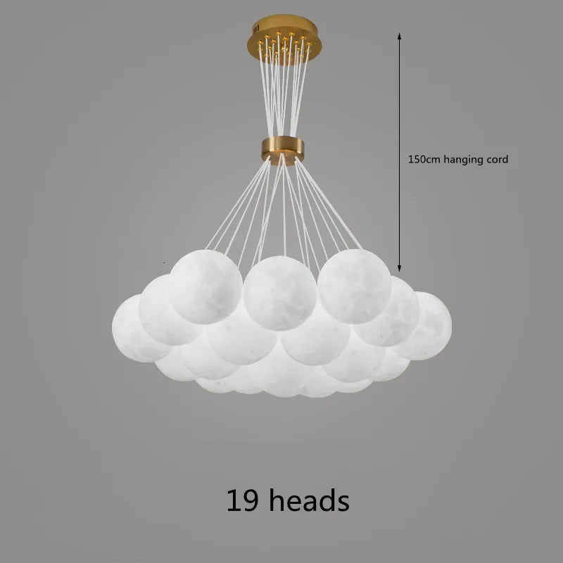 Moon Lampshade Chandelier: 3D Printed LED Hanging Light for Home Decor