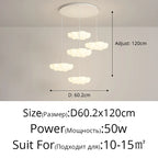 Cloud White Floating Pendant Chandelier for Dining Room, Kitchen Island, Indoor Lighting