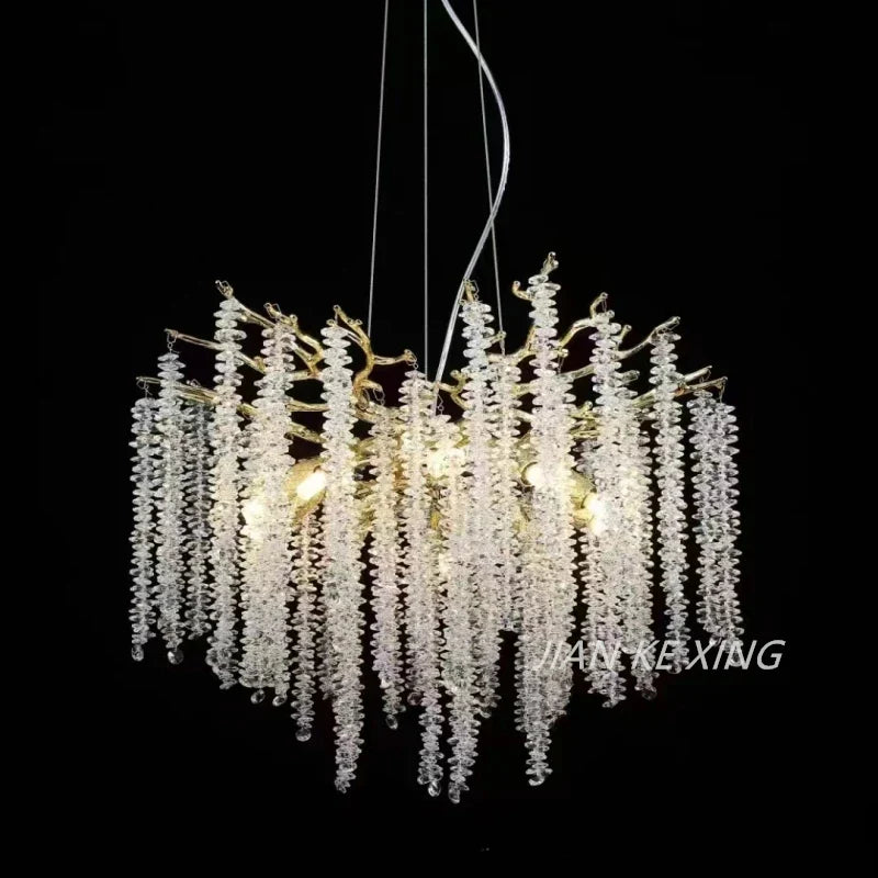 Luxury Crystal Tassel Pendant Chandelier for Living Room Dining Hotel Hall