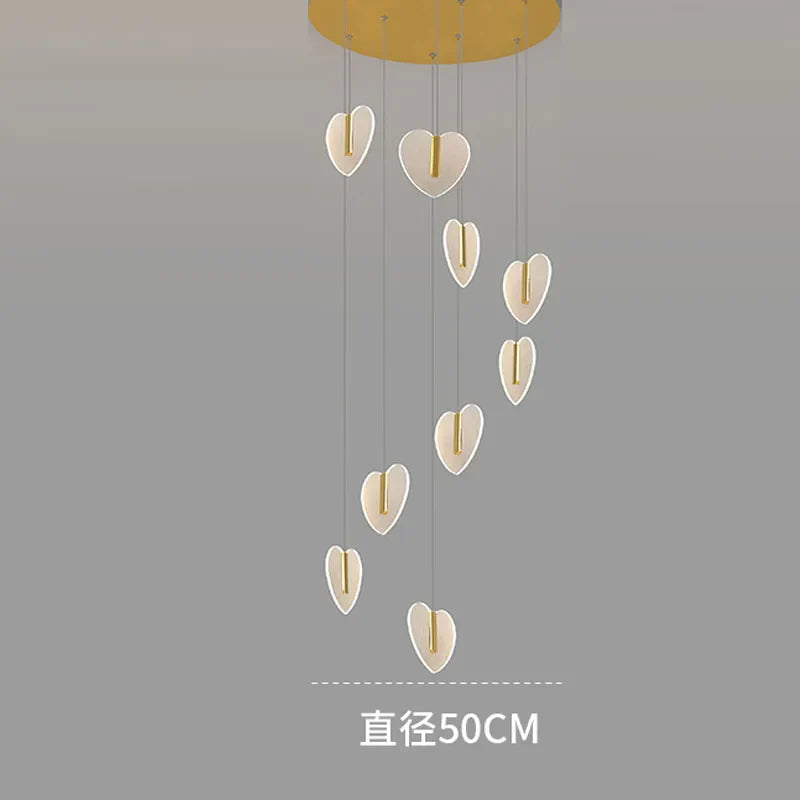 Love Chandelier: Luxury Crystal Gold Lighting for Staircase & Living Room