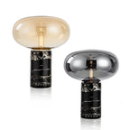 Marble Desk Lamp with Glass Ball Lampshade for Bedroom and Living Room